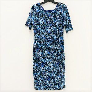💙 EUC Anne Klein Print Faux Wrap Dress